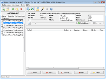 Audio Comparer - software to compare audio files - compare MP3 and WMA